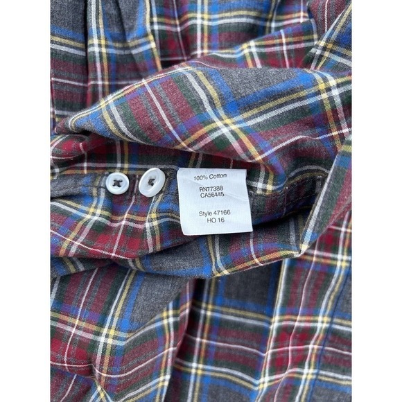 J Crew Button Up Shirt Mens Medium Heathered Cotton Navy Red Preppy Plaid Adult - Picture 3 of 4